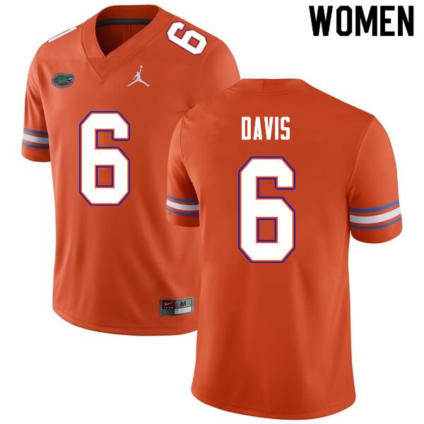 NCAA Florida Gators Shawn Davis Women's #6 Nike Orange Stitched Authentic College Football Jersey HUK3664KV